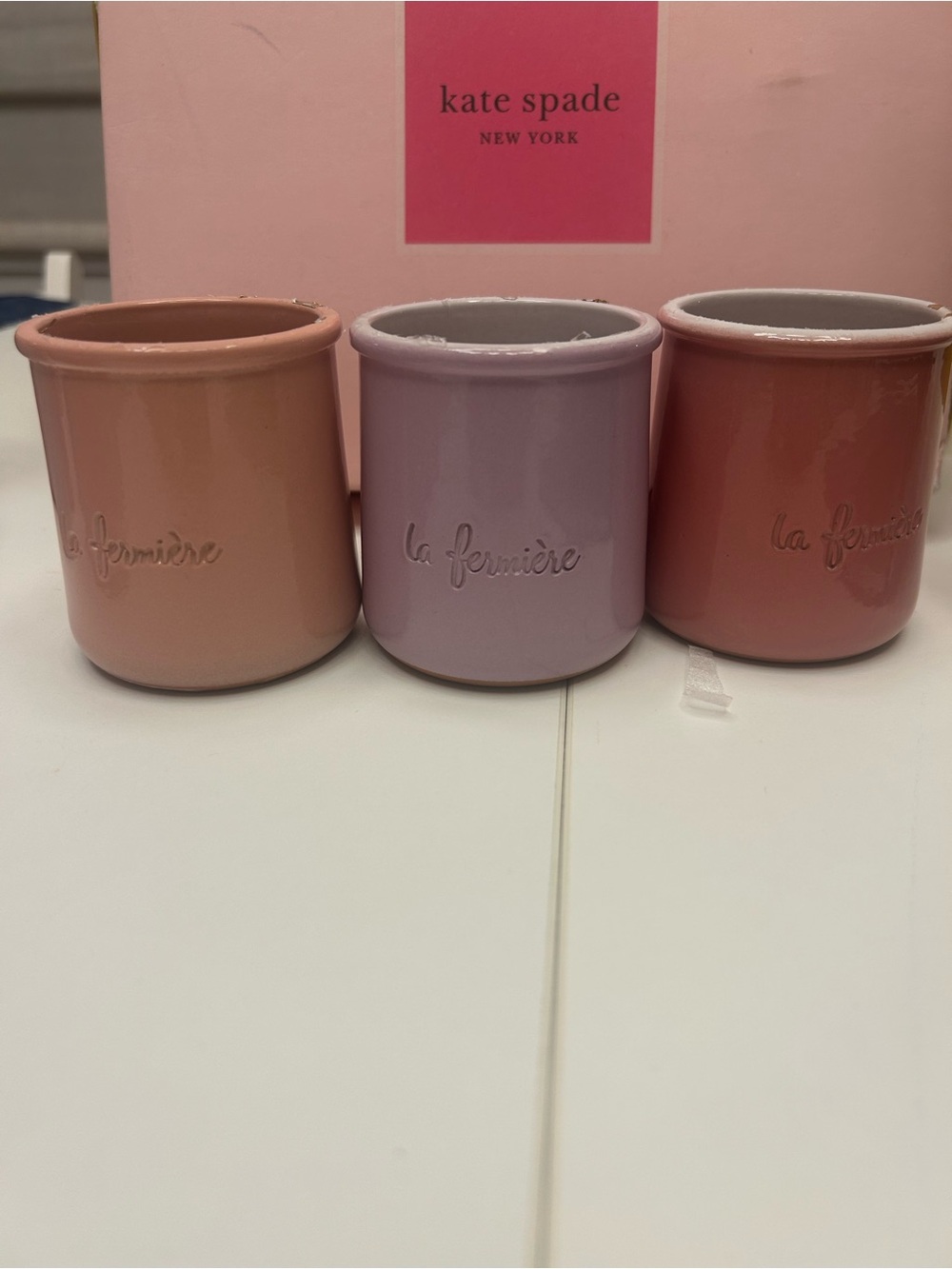 La Fermière Ceramic Jar Trio - Pastel Pink, Dusty Rose & Lavender - Picture 2 of 3